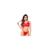 Ensemble sexy 3 pièces peek-a-boo en dentelle avec string et porte-jarretelles 